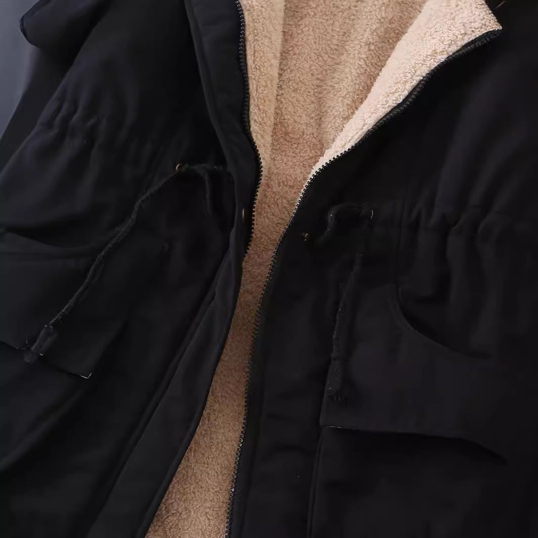 Loose Drawstring Waist-tight Parka