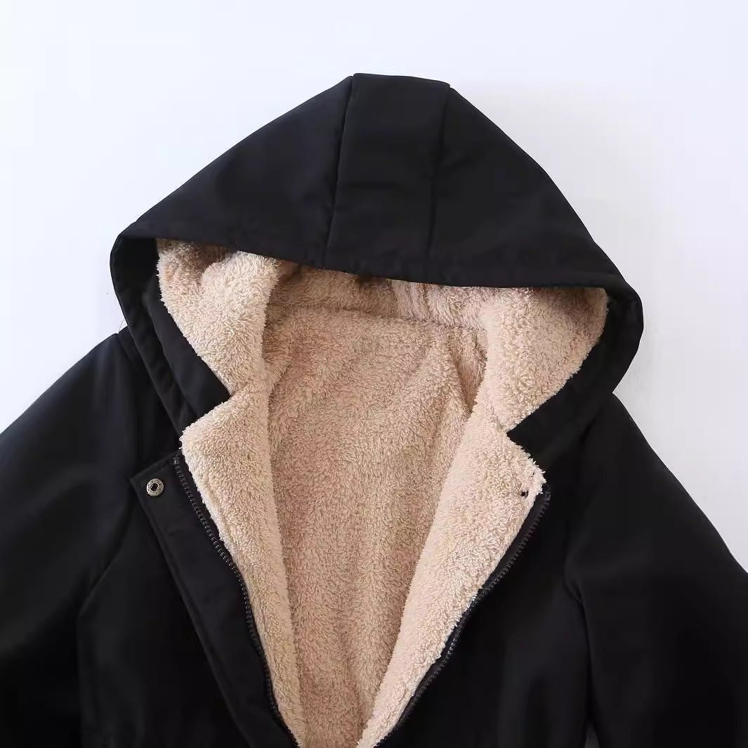 Loose Drawstring Waist-tight Parka